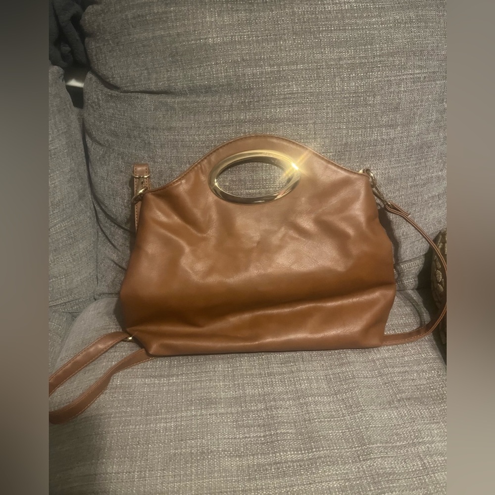 Brown Faux Leather Handbag/ Shoulder Bag